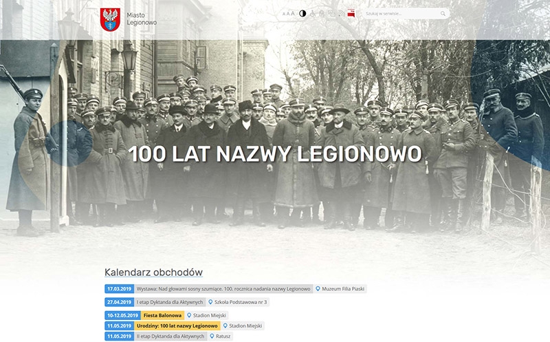 Specjalna podstrona na 100 lat nazwy Legionowo