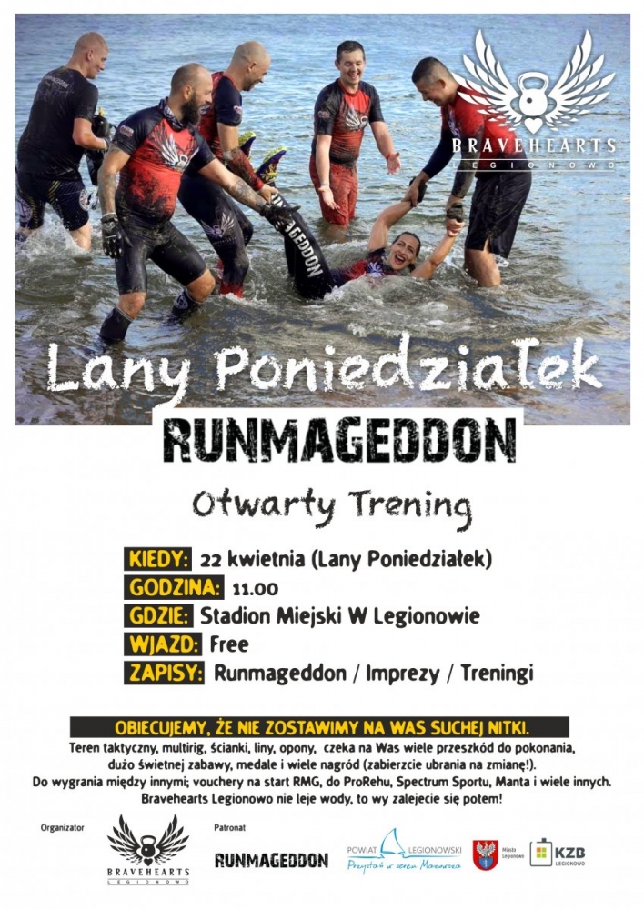 Plakat: Lany Poniedziałek z Bravehearts Legionowo - Otwarty trenig Raumageddon