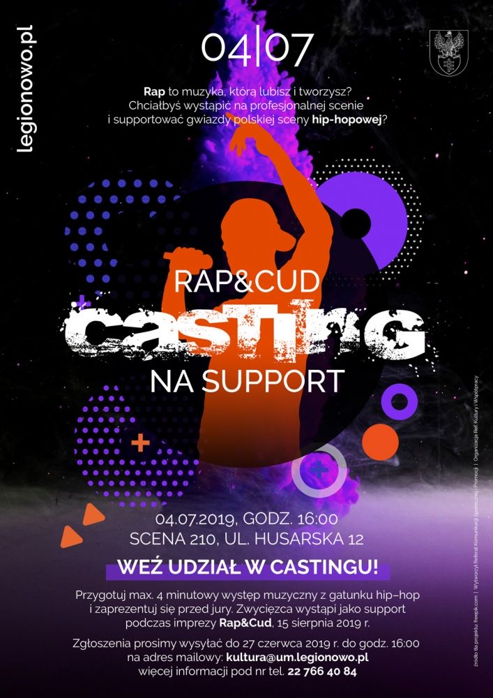 Plakat promujący Casting na support na RAP&CUD