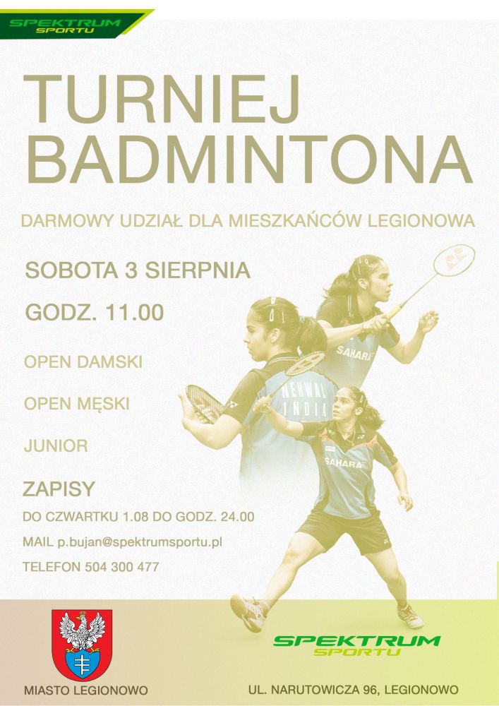 Plakat: Turniej Badmintona