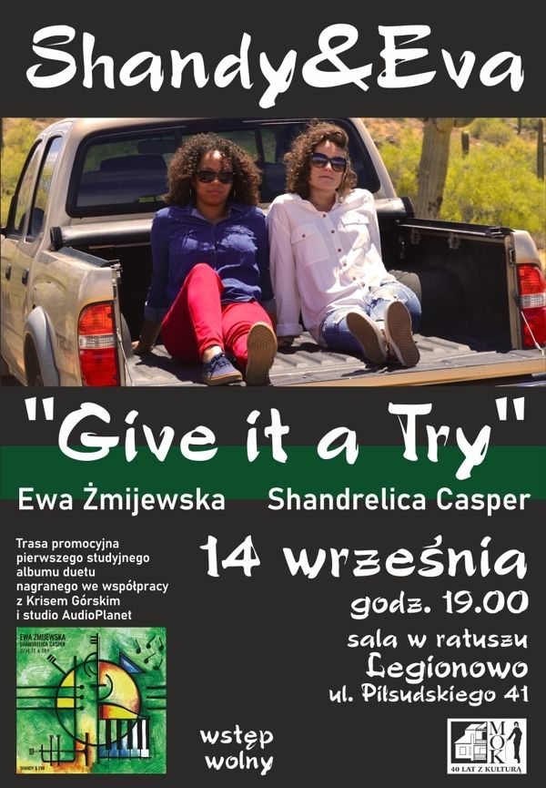 Plakat: Shandy&Eva to akustyczny duet grający swoje piosenki autorskie.