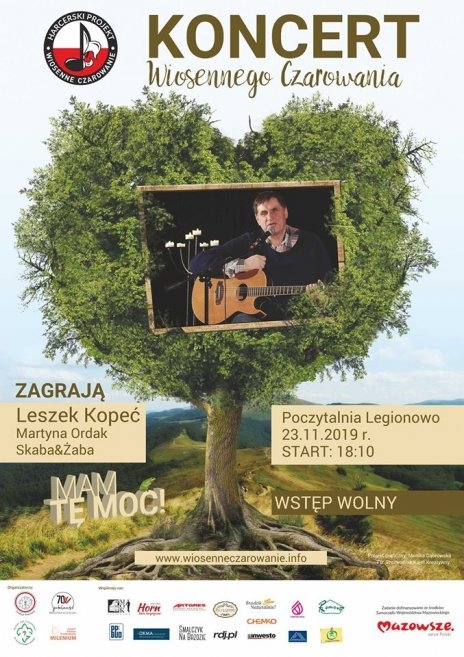 Koncert Wiosennego Czarowania, Kolejny z cyklu Koncert Wiosennego Czarowania, w legionowskiej Poczytalni wystąpią Martyna Ordak, Skaba i Żaba oraz gwiazda wieczoru Leszek Kopeć.