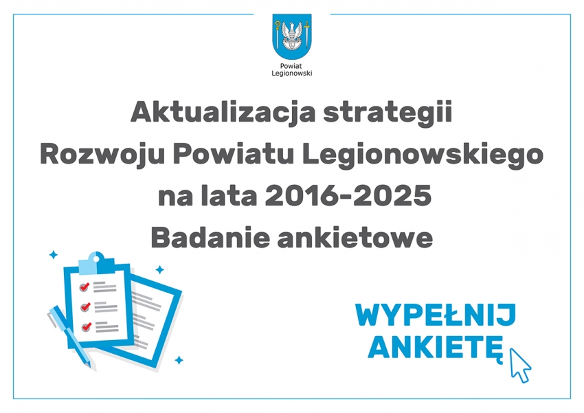 Infografika dot. Ankieta dla potrzeb strategii rozwoju powiatu legionowskiego
