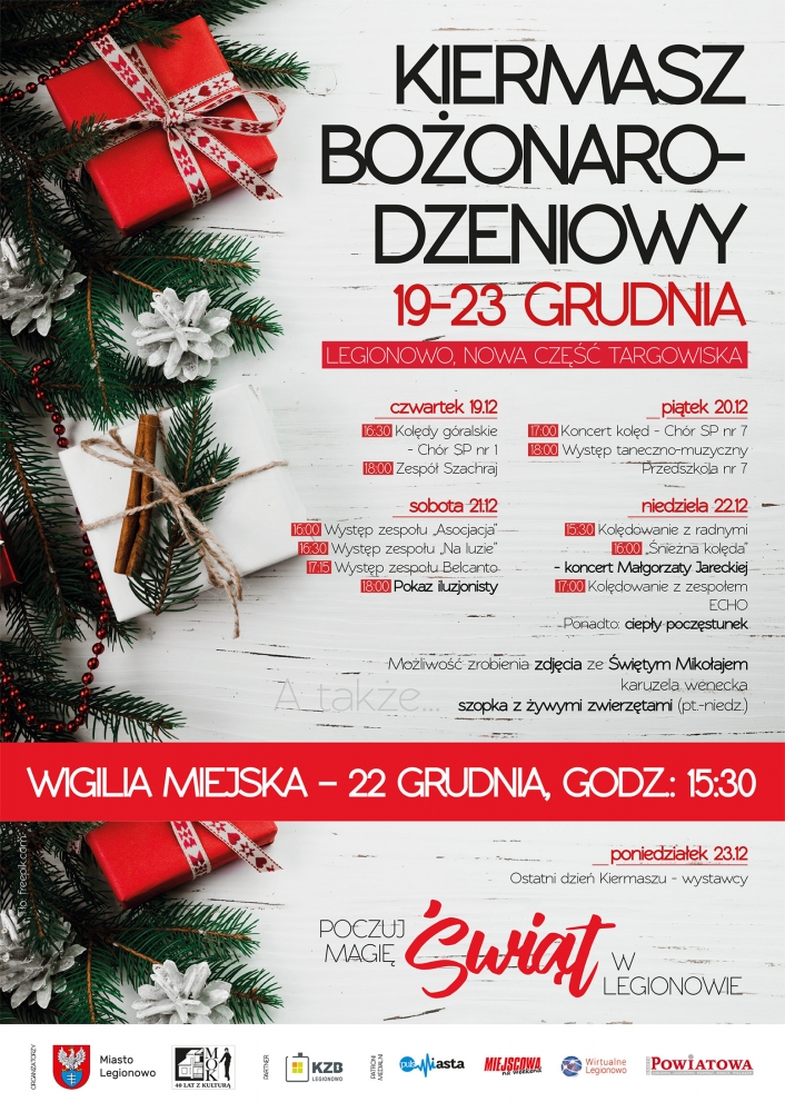 Grafika promująca Kiermasz Bożonarodzeniowy i Wigilię 2019