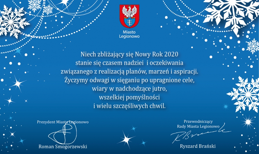 Życzenia z okazji Nowego Roku od Prezydenta Miasta i Przewodniczącego Rady Miasta