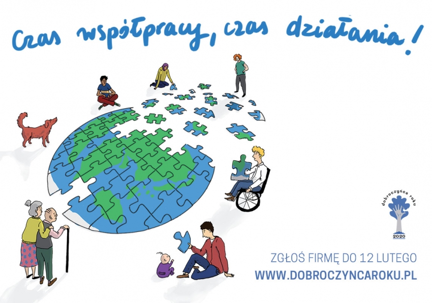 Czas współpracy, czas działania. Plakat promujący konkurs.