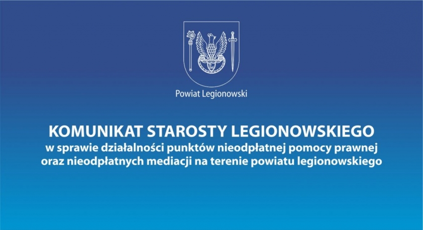 Komunikat Starosty Powiatu Legionowskiego