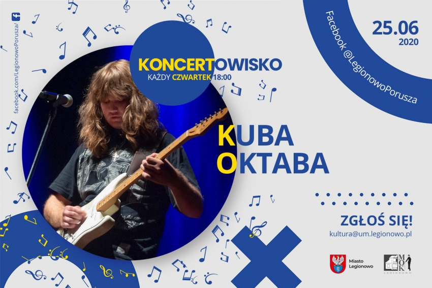 Baner promujący wydarzenie, występujeKuba Oktaba