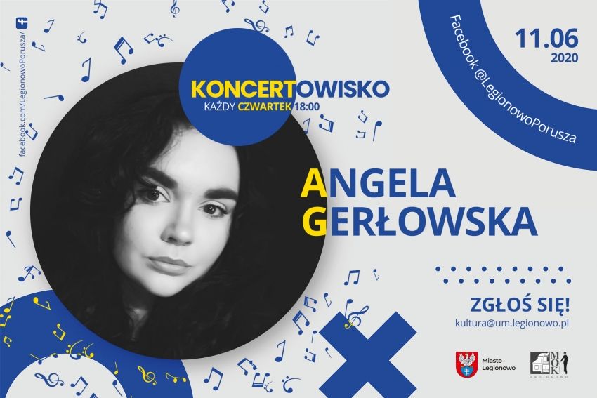 Grafika promująca wydarzenie, występuje Angela Gerłowska