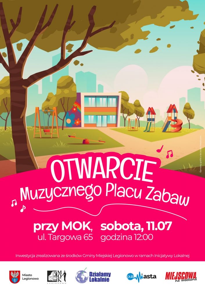 Plakat promujący otwarcie Muzycznego placu zabaw