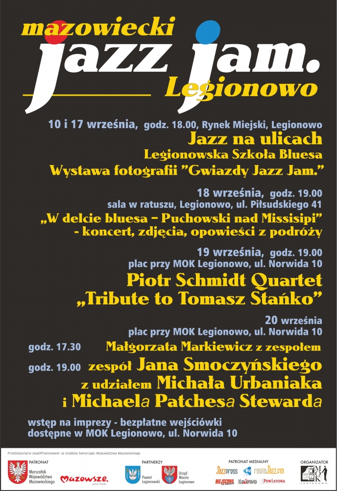 Plakat promujący Mazowiecki Jazz Jam Legionowo