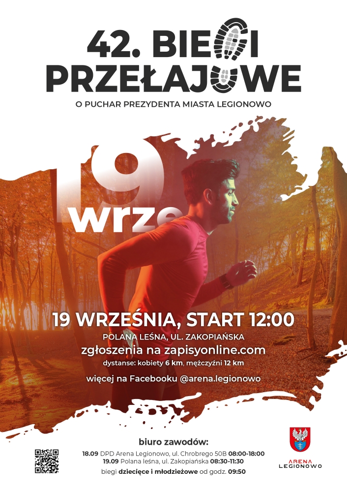 Plakat promujący 42. Biegi Przełajowe o Puchar Prezydenta Miasta Legionowo