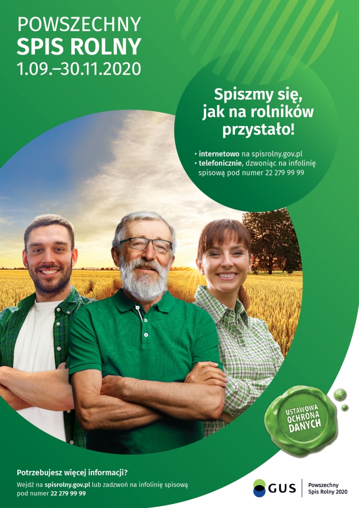 Plakat: Powszechny spis rolny. Spiszmy się, jak na rolników przystało!