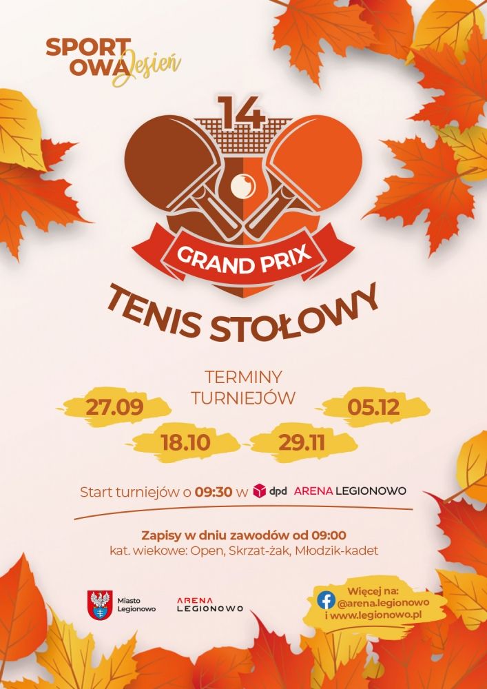 Plakat promujący 14. Grand Prix w Tenisie Stołowym
