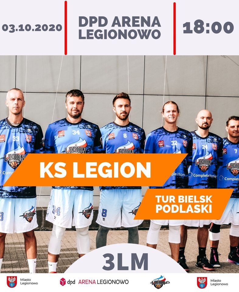 Mecz koszykówki 3LM, Legion vs Tur Bielsk Podlaski już 3 października w DPD Arena Legionowo.