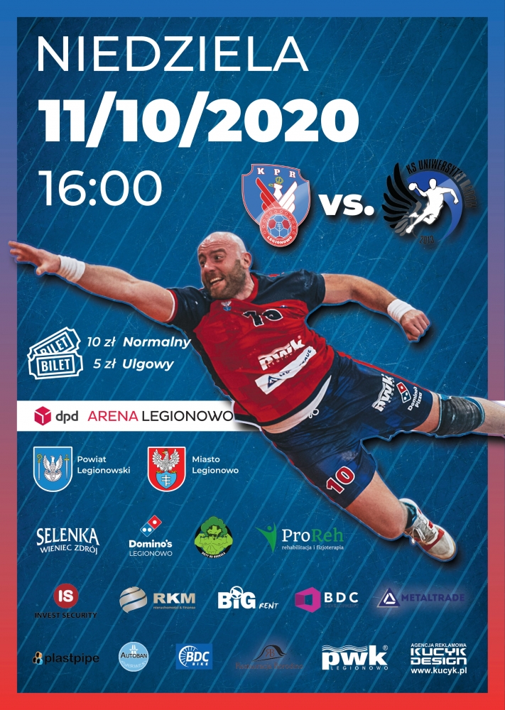 Plakat: mecz KPR Legionowo - KS Uniwersytet Radom