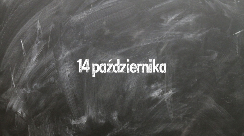 Tablica z napisem 14 października