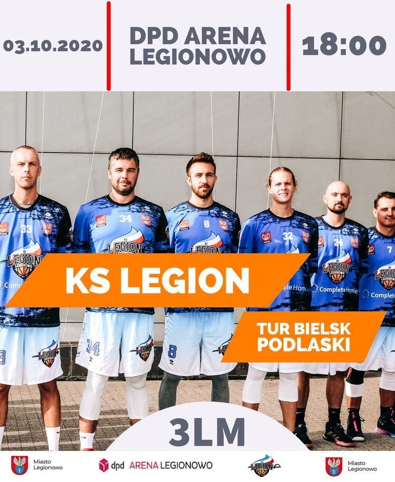 Mecz koszykówki 3LM, Legion vs Tur Bielsk Podlaski już 3 października w DPD Arena Legionowo.