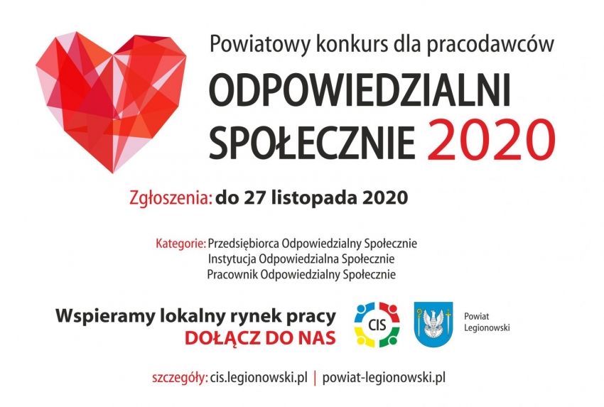 Grafika promująca konkurs powiatowy dla pracodawców: Odpowiedzialni Społecznie 2020.