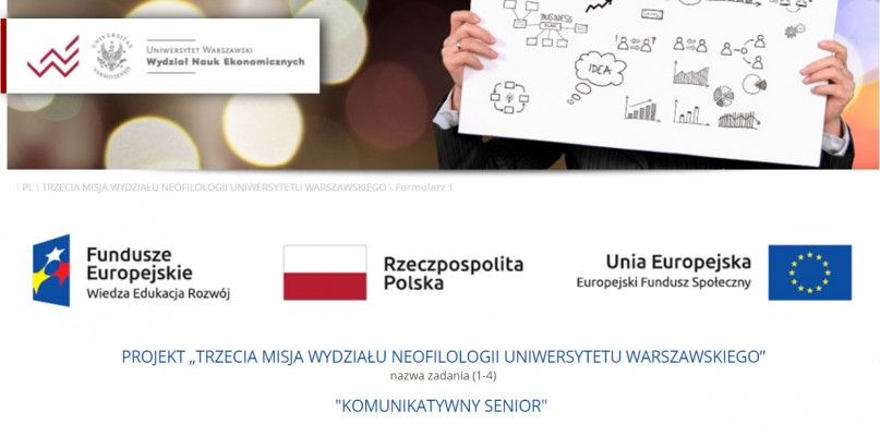 Grafika promująca projekt Trzecia Misja Wydziału Neofilologii Uniwersytetu Warszawskiego