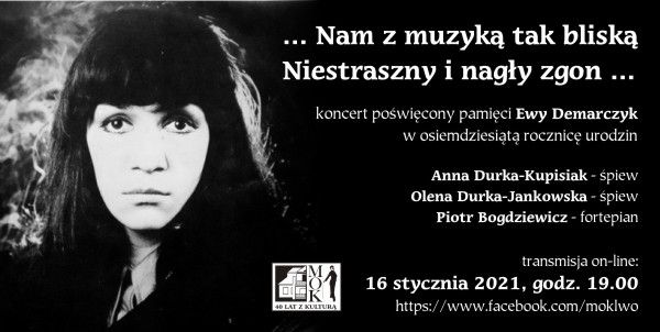 Na plakacie Ewa Demarczyk oraz informacje o wydarzeniu.