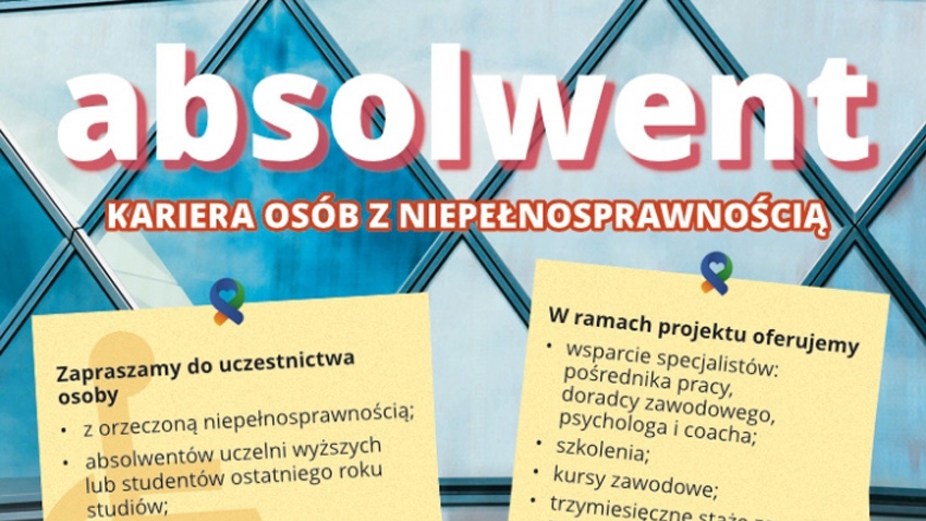 Grafika promująca projekt - Droga do wymarzonej pracy dla absolwenta z niepełnosprawnością