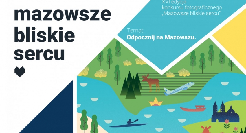 XVI edycja konkursu fotograficznego 'Mazowsze bliskie sercu'. Rysunek przedstawia krajobraz Mazowsza.