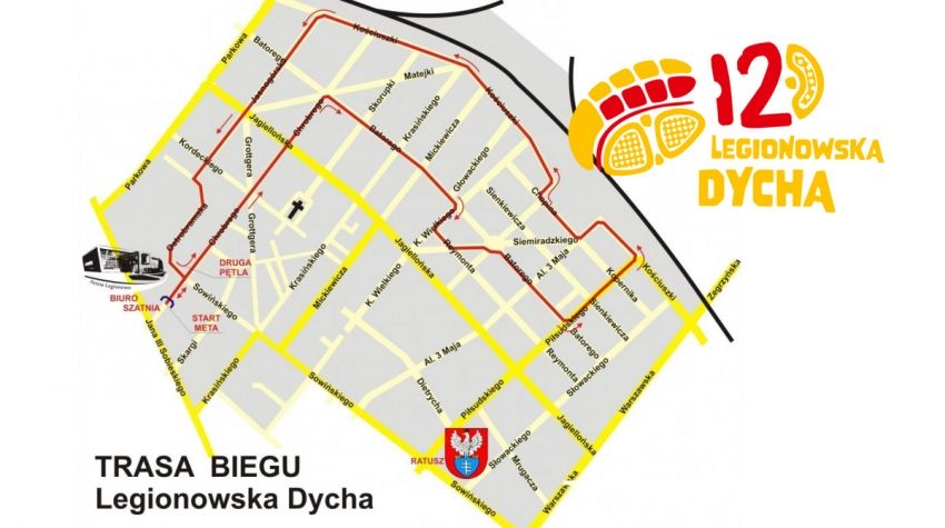 Mapa trasy 12. Legionowskiej Dychy
