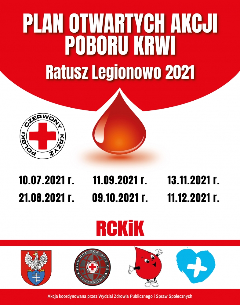Plakat promujący Mobliną Akcję Poboru Krwi w Legionowie.
