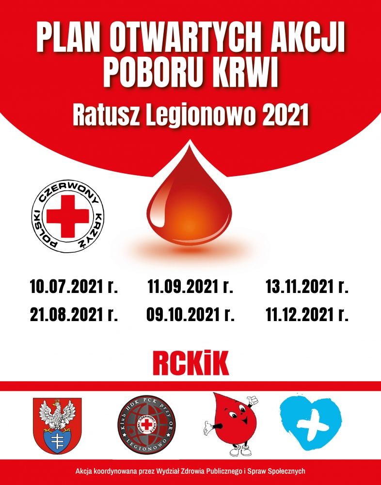 Plakat promujący Mobliną Akcję Poboru Krwi w Legionowie.