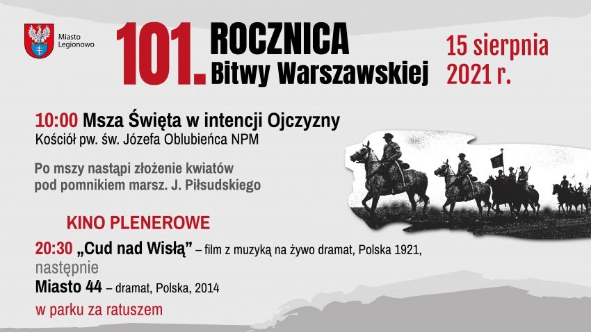 Plakat informacyjny o obchoodach 101. roczicy Bitwy Warszawskiej