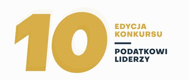 Grafika z napisem: 10 Edycja Konkursu Podatkowi Liderzy