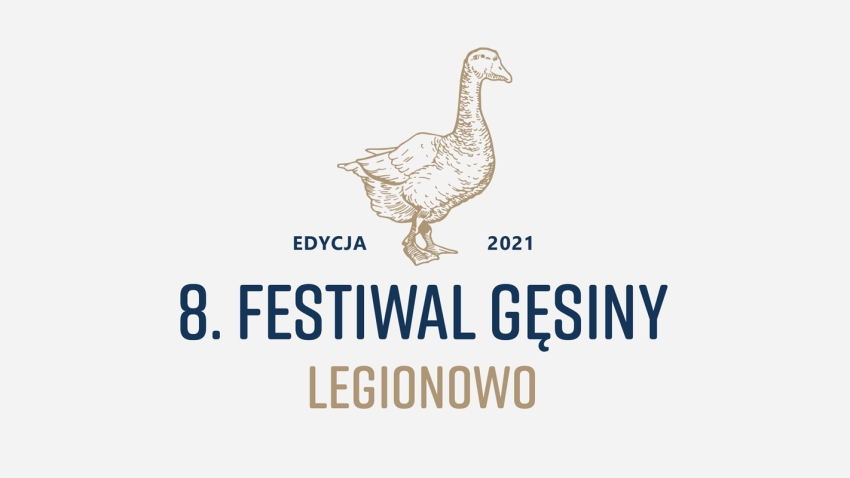 Napis - 8. Festiwal Gęsiny Legionowo z grafiką gęsi