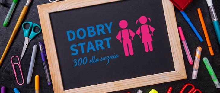 Tablica, napis Wniosek Dobry Start