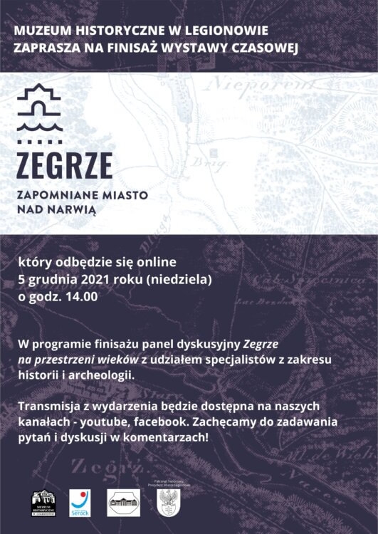 Plakat Finisaż wystawy czasowej „Zegrze. Zapomniane miasto nad Narwią”