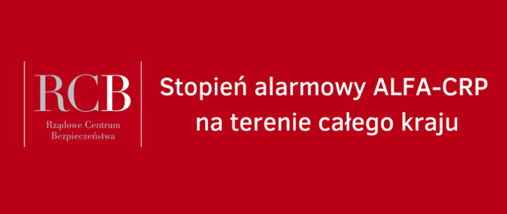 Stopień alarmowy ALFA-CRP na terenie całego kraju