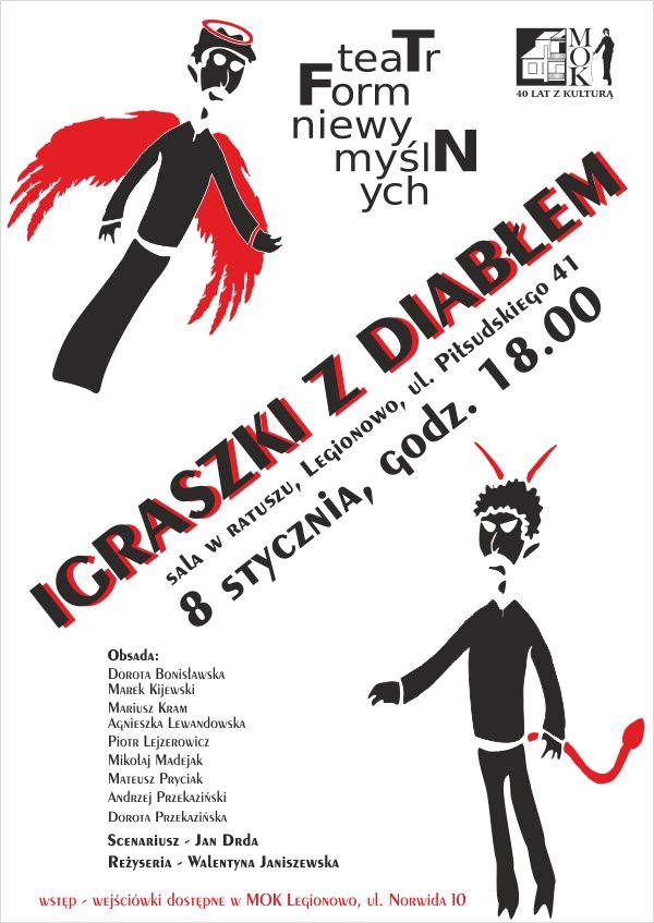 Plakat promujący spektakl 'Igraszki z diabłem'