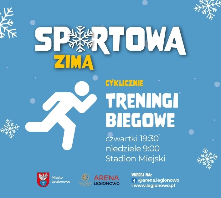 Grafika promująca treningi biegowe