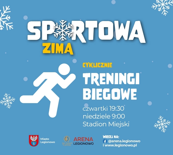 Grafika promująca treningi biegowe
