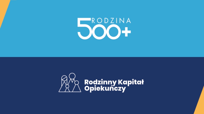 Logotypy: 500+; Rodzinny Kapitał Opiekuńczy