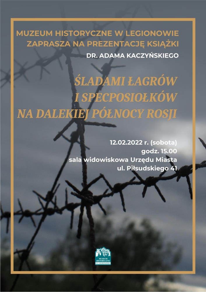 Zaproszenie na prezentację książki - treść w artykule; w tle drut kolczasty