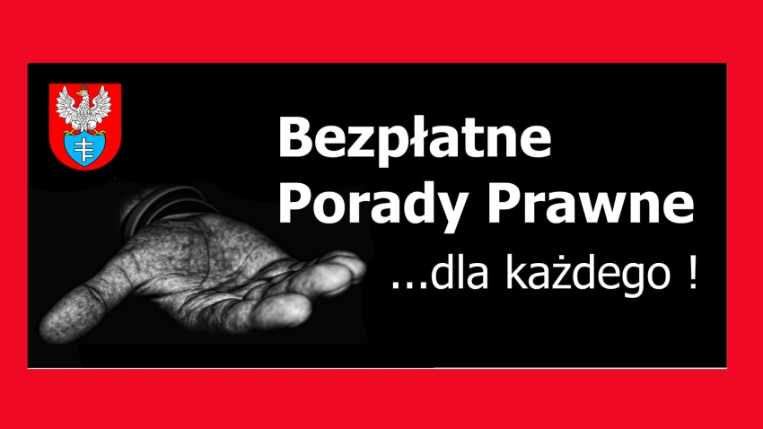 Wyciągnięta dłoń i napis: Bezpłatne porady prawne dla każdego
