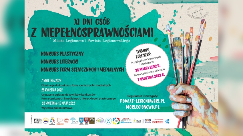 Plakat promujący konkursy w ramach XI Dni Osób z Niepełnosprawnościami; treść w aktualności