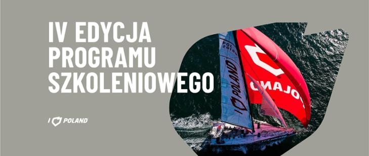Żaglówka, obok napis: IV edycja Programu Szkoleniowego 'I Love Poland'