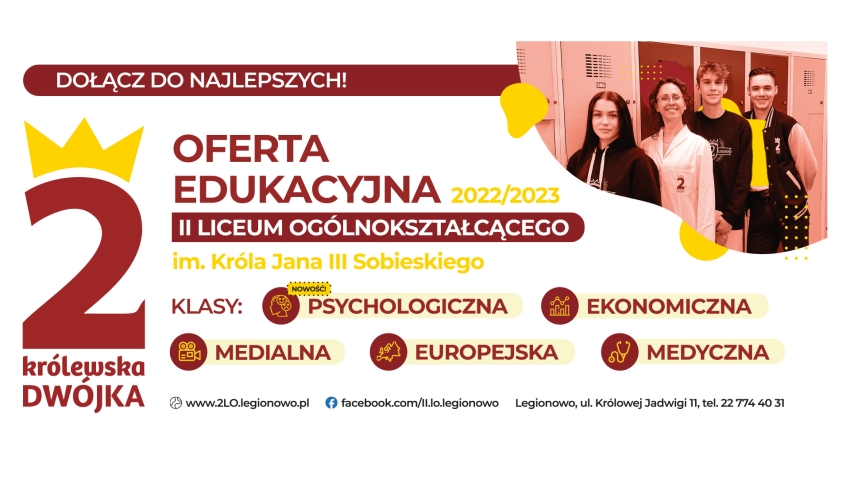 Grafika promująca ofertę edukacyjną II LO
