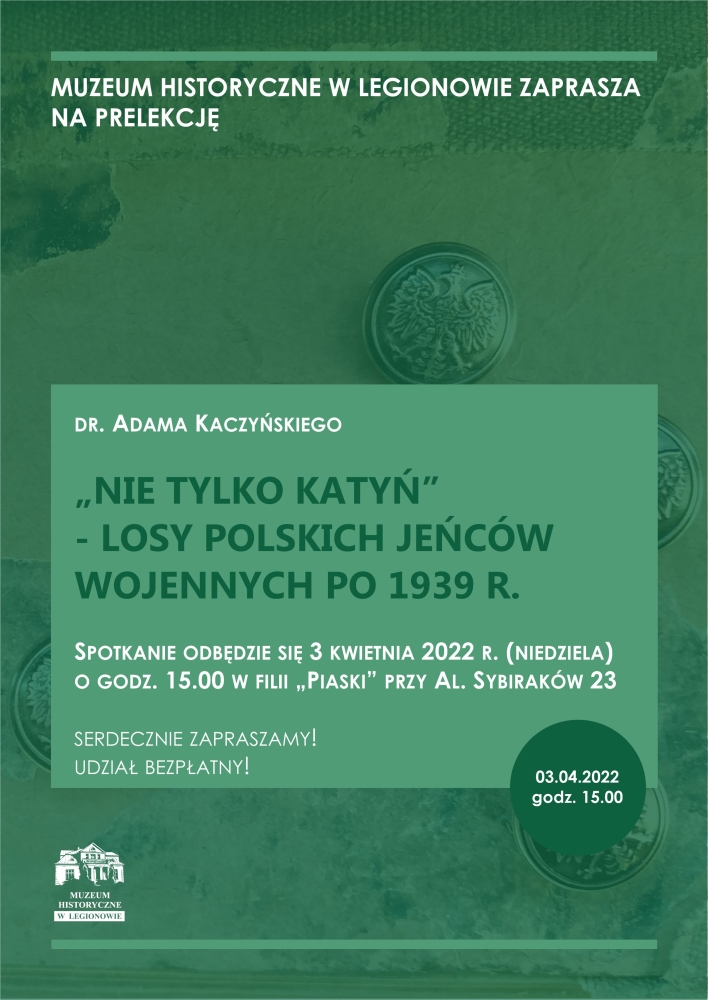 Plakat promujący prelekcję 'Nie tylko Katyń'