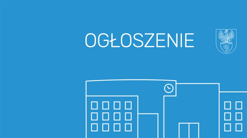 Grafika wyróżniająca z napisem - Ogłoszenie