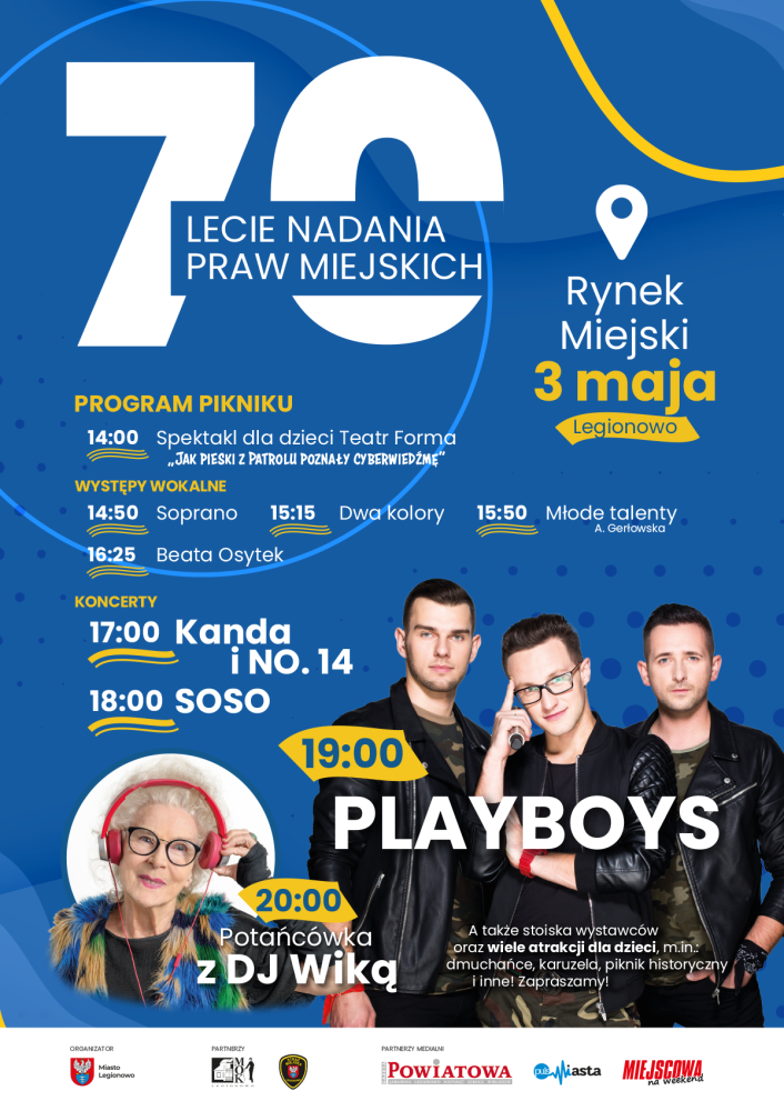 Plakat promujący 70 lecie nadania praw miejskich; treść w artykule
