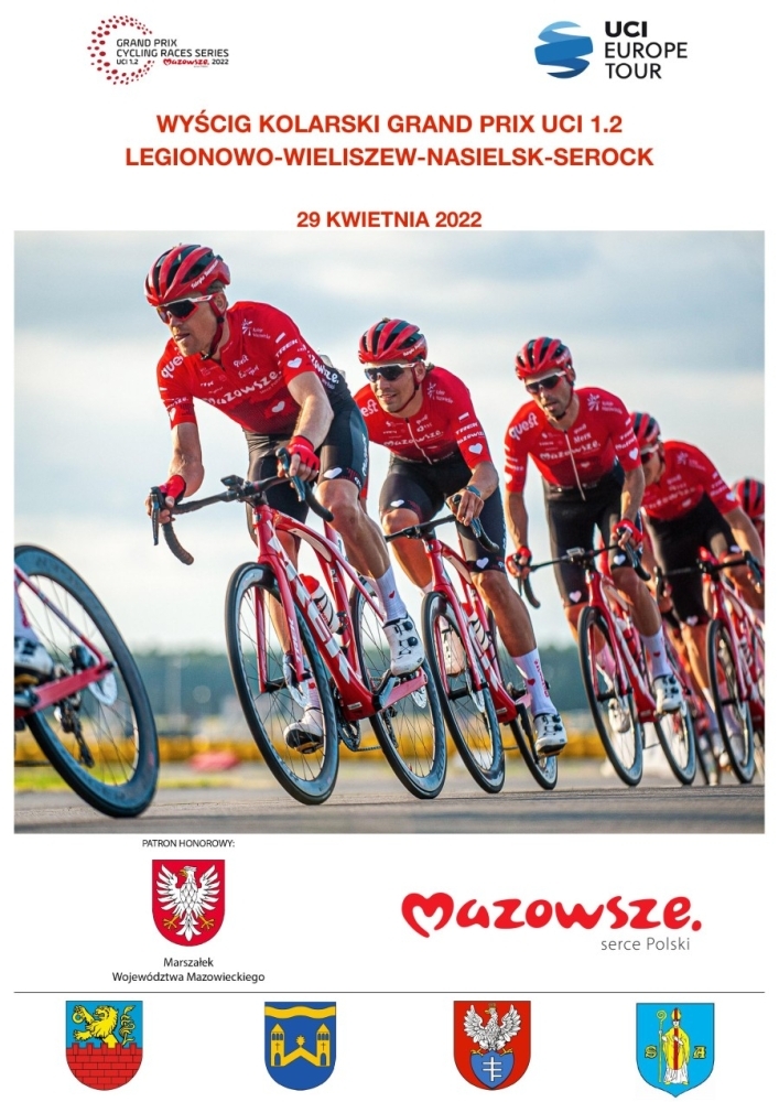 Plakat promujący wydarzenie, na zdjęciu kolarze
