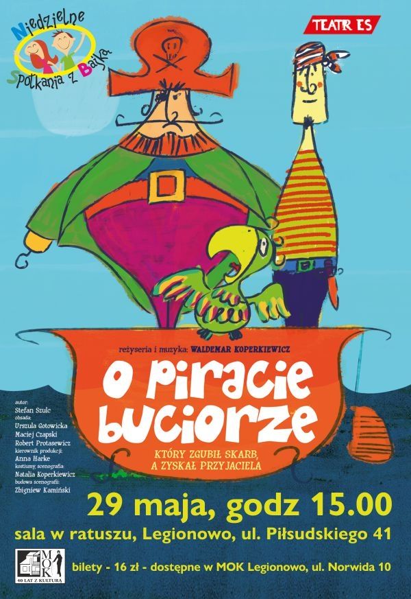 Plakat promujący cykl Niedzielne Spotkania z Bajką - 'O piracie Buciorze'